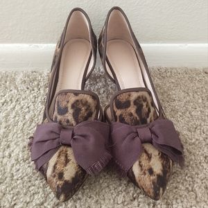 AD & DAUGHTERS Cavielle Leopard Print Haircalf Bow Detail d'Orsay Size 6.5
